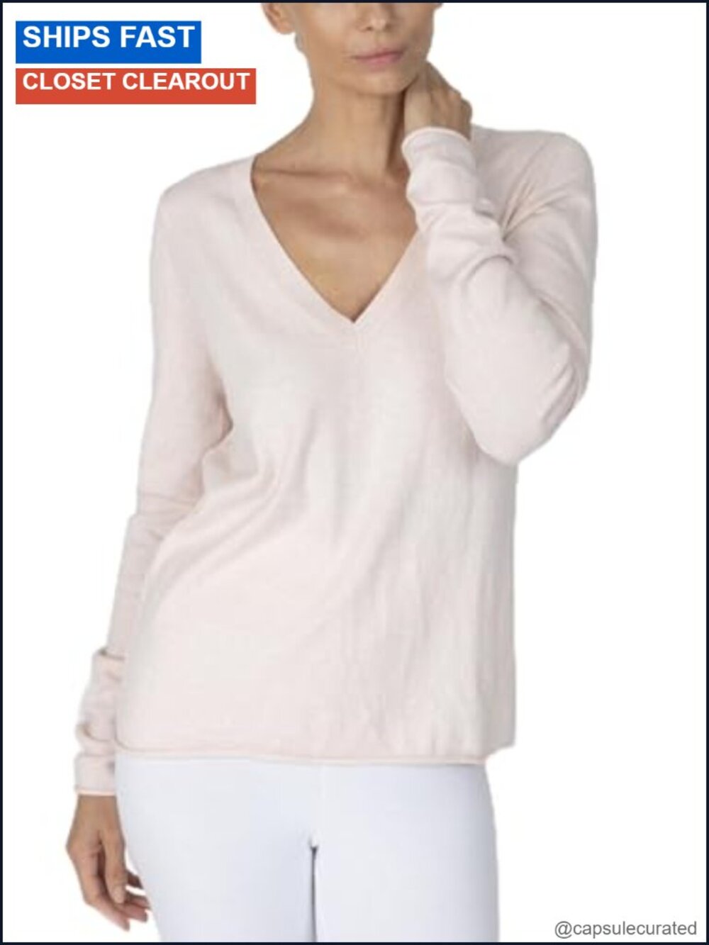 V-Neck Sweater Long Sleeve Lightweight Pullover